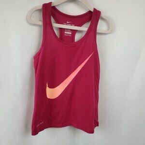 The Nike Tee Magenta Nike Logo Check Racerback Dri Fit Girls Youth XS
